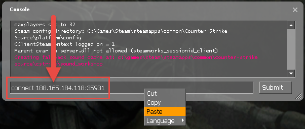 console connect command